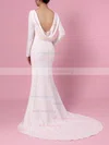 Trumpet/Mermaid Scoop Neck Silk-like Satin Sweep Train Wedding Dresses #Milly00023362