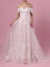 Ball Gown Off-the-shoulder Tulle Sweep Train Wedding Dresses With Appliques Lace #Milly00023365