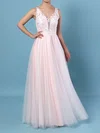 Ball Gown V-neck Tulle Floor-length Wedding Dresses With Beading #Milly00023366