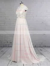 A-line Scoop Neck Lace Chiffon Floor-length Wedding Dresses #Milly00023373