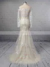 Trumpet/Mermaid Off-the-shoulder Tulle Sweep Train Beading Wedding Dresses #Milly00023385