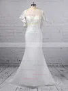 Trumpet/Mermaid Scoop Neck Lace Chiffon Sweep Train Appliques Lace Wedding Dresses #Milly00023391