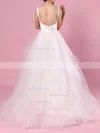 Ball Gown V-neck Organza Tulle Floor-length Cascading Ruffles Wedding Dresses #Milly00023407