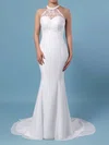 Trumpet/Mermaid Illusion Chiffon Sweep Train Wedding Dresses With Lace #Milly00023408