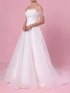 Ball Gown Off-the-shoulder Organza Sweep Train Wedding Dresses With Sequins #Milly00023423