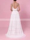 A-line V-neck Chiffon Sweep Train Beading Wedding Dresses #Milly00023441