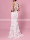 Sheath/Column High Neck Lace Floor-length Lace Wedding Dresses #Milly00023454