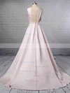 Ball Gown Halter Satin Sweep Train Beading Wedding Dresses #Milly00023465