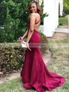 Trumpet/Mermaid V-neck Stretch Crepe Sweep Train Prom Dresses #Milly020106437