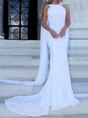 Trumpet/Mermaid Scoop Neck Lace Sweep Train Wedding Dresses #Milly00023468