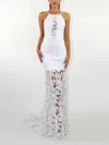 Trumpet/Mermaid Square Neckline Lace Sweep Train Wedding Dresses #Milly00023472