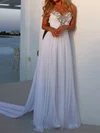 A-line Sweetheart Chiffon Watteau Train Wedding Dresses With Beading #Milly00023474