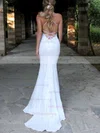 Trumpet/Mermaid V-neck Sequined Sweep Train Appliques Lace Wedding Dresses #Milly00023477