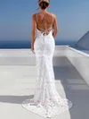 Trumpet/Mermaid Scoop Neck Lace Sweep Train Wedding Dresses #Milly00023479