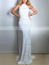 Trumpet/Mermaid High Neck Sequined Sweep Train Wedding Dresses #Milly00023480