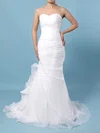 Trumpet/Mermaid Sweetheart Tulle Sweep Train Wedding Dresses With Ruffles #Milly00023291
