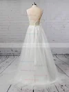 A-line V-neck Tulle Floor-length Appliques Lace Wedding Dresses #Milly00023352