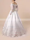 Ball Gown Off-the-shoulder Lace Satin Floor-length Beading Wedding Dresses #Milly00023376