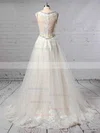Princess V-neck Tulle Sweep Train Beading Wedding Dresses #Milly00023386