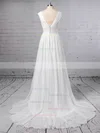A-line V-neck Chiffon Sweep Train Beading Wedding Dresses #Milly00023396