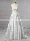Princess Scoop Neck Satin Tulle Sweep Train Appliques Lace Wedding Dresses #Milly00023420