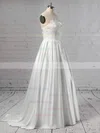 Princess Scoop Neck Satin Tulle Sweep Train Appliques Lace Wedding Dresses #Milly00023420