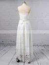 A-line Strapless Lace Asymmetrical Sashes / Ribbons Wedding Dresses #Milly00023425