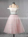 Ball Gown Halter Tulle Tea-length Beading Wedding Dresses #Milly00023450