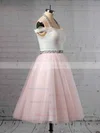 Ball Gown Halter Tulle Tea-length Beading Wedding Dresses #Milly00023450