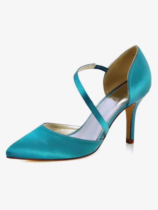 Women's Pumps Stiletto Heel Satin Wedding Shoes #Milly03030888
