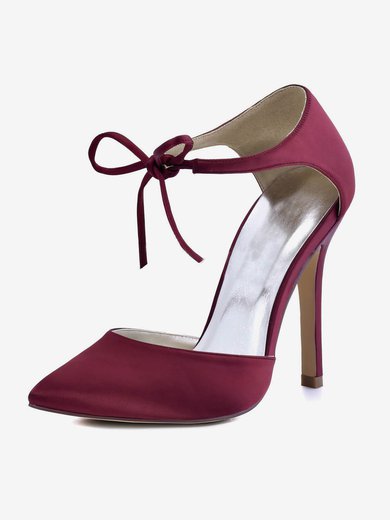 Women's Pumps Stiletto Heel Satin Wedding Shoes #Milly03030889