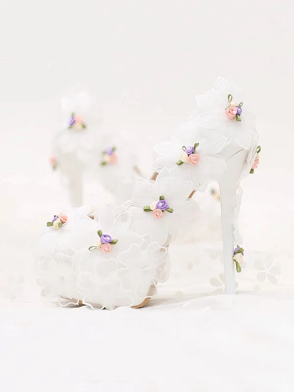 Women's Pumps Stiletto Heel White Leatherette Wedding Shoes #Milly03030909