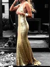 Mermaid V-neck Backless Sparkly Sequin Prom Dresses With Appliques #Milly020106539