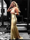 Sheath/Column Floor-length V-neck Sequined Appliques Lace Prom Dresses #Milly020106539