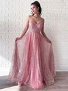 A-line Sweetheart Glitter Floor-length Beading Prom Dresses #Milly020106544