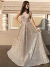Princess V-neck Sequined Floor-length Prom Dresses #Milly020106548