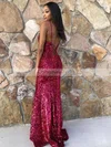 Trumpet/Mermaid V-neck Sequined Floor-length Prom Dresses #Milly020106549