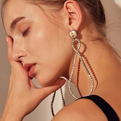 Ladies' Crystal Silver Pierced Earrings #Milly03080159