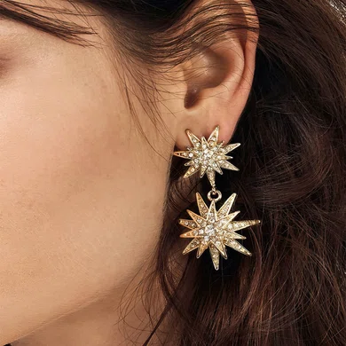 Ladies' Alloy Gold Pierced Earrings #Milly03080160