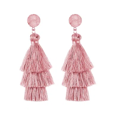 Ladies' Tassel Pink Pierced Earrings #Milly03080162