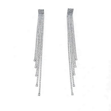 Ladies' Crystal Silver Pierced Earrings #Milly03080168