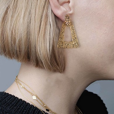 Ladies' Alloy Gold Pierced Earrings #Milly03080173
