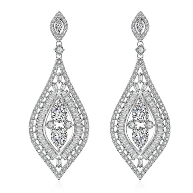 Ladies' Zircon White Pierced Earrings #Milly03080185