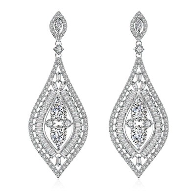 Ladies' Zircon White Pierced Earrings #Milly03080185