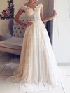 Ball Gown Illusion Lace Sweep Train Wedding Dresses With Pearl Detailing #Milly00023539