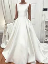 Ball Gown/Princess Scoop Neck Satin Sweep Train Wedding Dresses With Pockets #Milly00023541