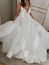 Ball Gown/Princess V-neck Organza Sweep Train Wedding Dresses With Cascading Ruffles #Milly00023546