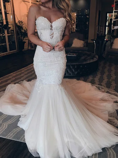 Tulle Trumpet Mermaid Sweetheart Beading Wedding Dress Tulle Trumpet Mermaid Sweetheart Beading Wedding Dress