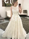 Ball Gown Illusion Lace Sweep Train Wedding Dresses With Appliques Lace #Milly00023550