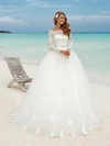 Ball Gown Illusion Tulle Floor-length Wedding Dresses With Flower(s) #Milly00023483